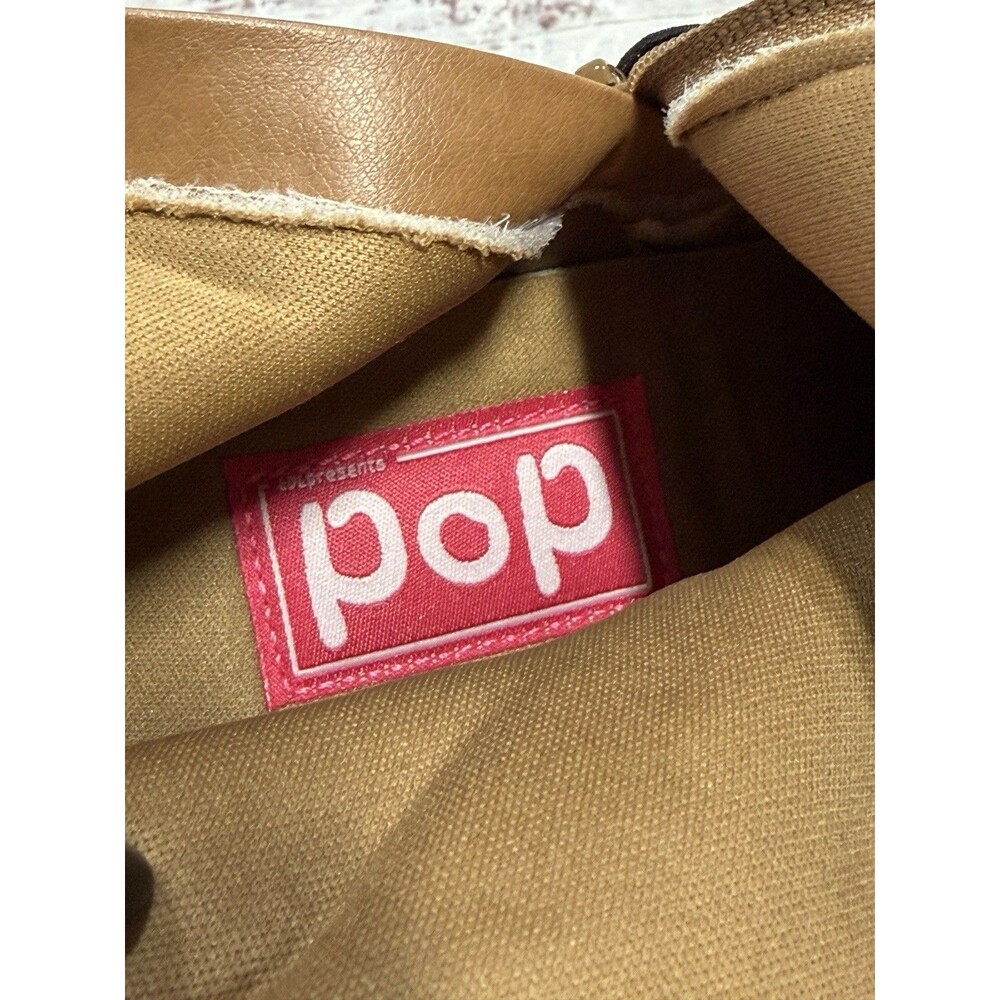 Pop Framework NEW Womens Slouch Boots Brown Stacked Heel Natural Faux Suede SZ 8 - Picture 7 of 11